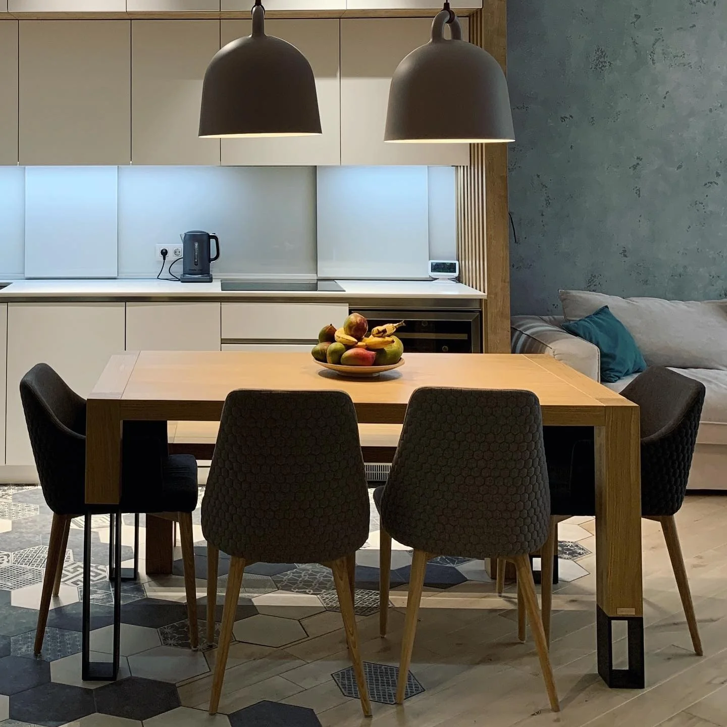 Wooden Table With Distinctive Black Leg Accents