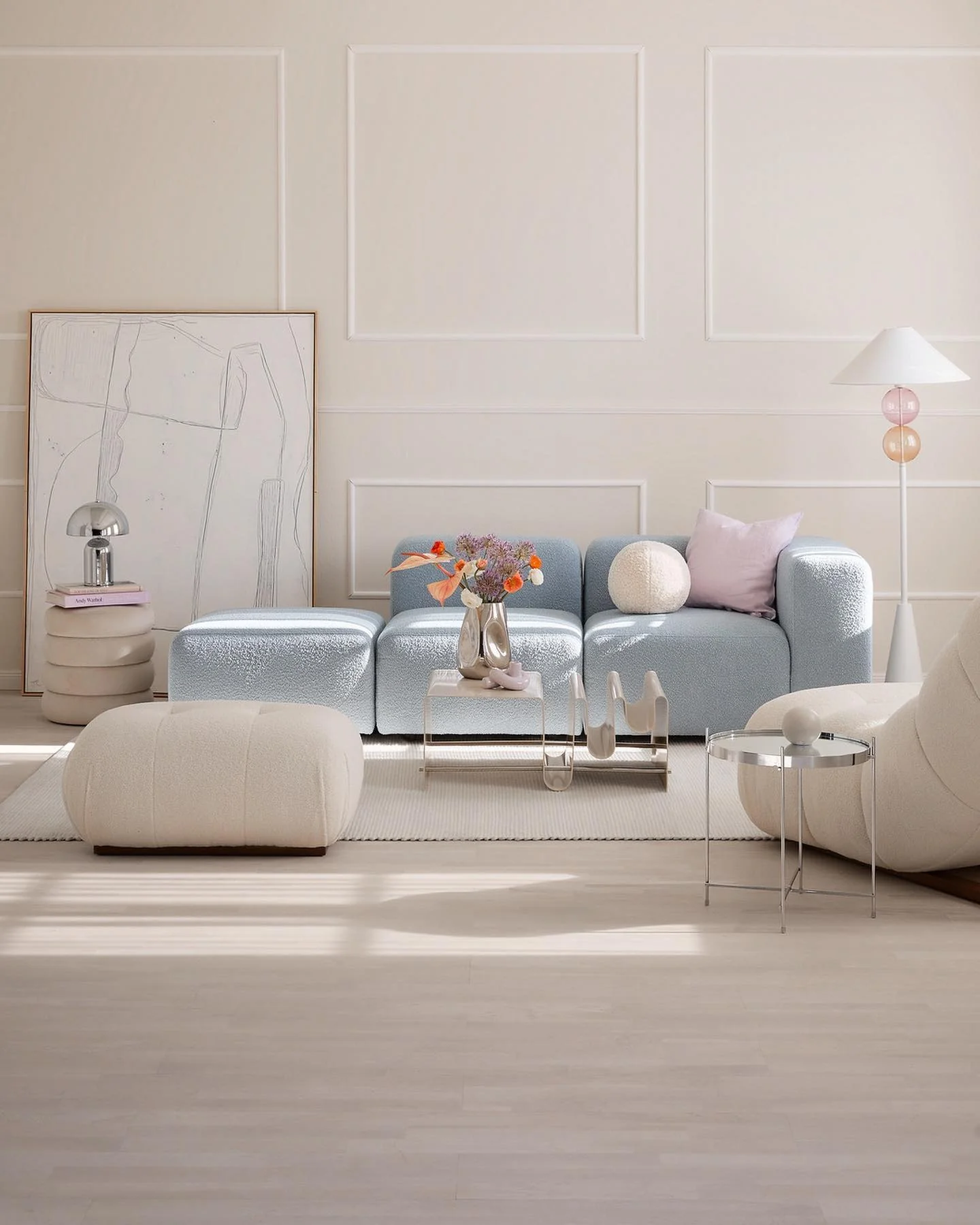 Textured Bouclรฉ Ottoman Adds Cozy Comfort
