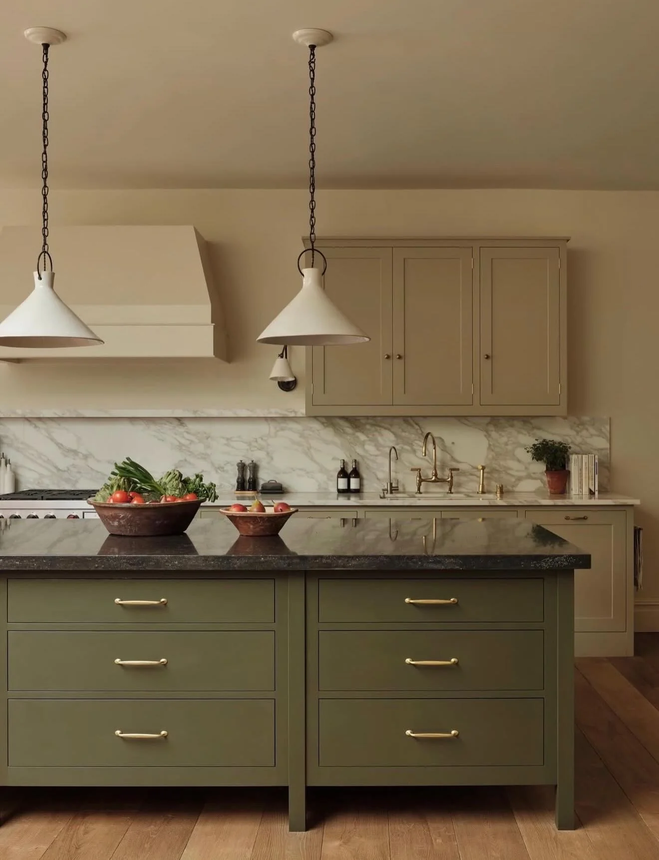Deep Olive Island Drawers Add a Pop of Color