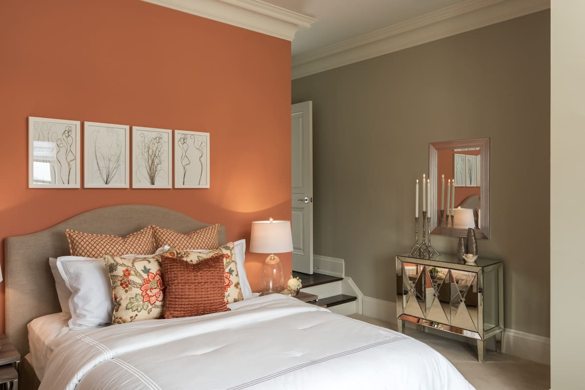 Four Framed Line Drawings Echo Orange Walls