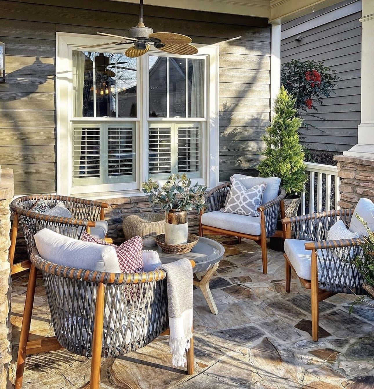 Woven Patio Chairs Create Intimate Seating Groupings