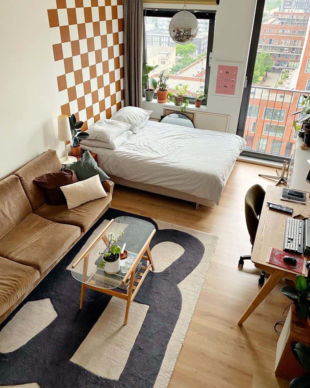Define Your Bedroom With a Checkerboard Accent Wall