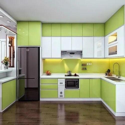 Lime Green Cabinets Frame White Upper Units