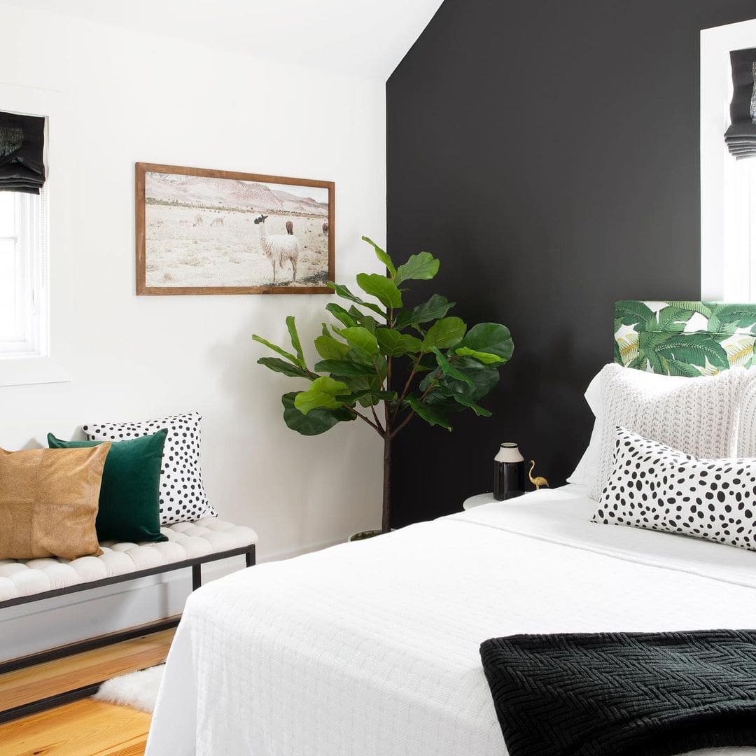 White Walls Meet a Bold Black Accent Wall