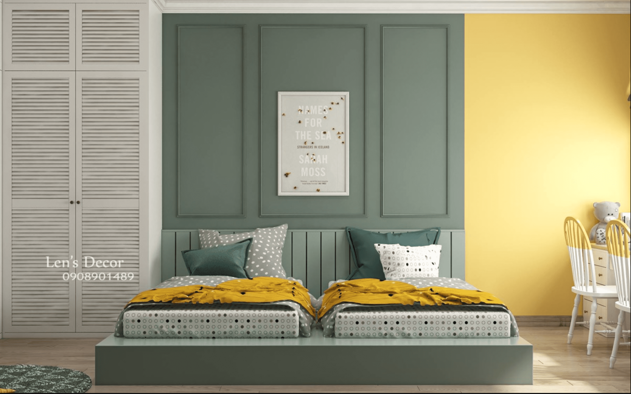 Sage Green Walls Frame Yellow and White Accents
