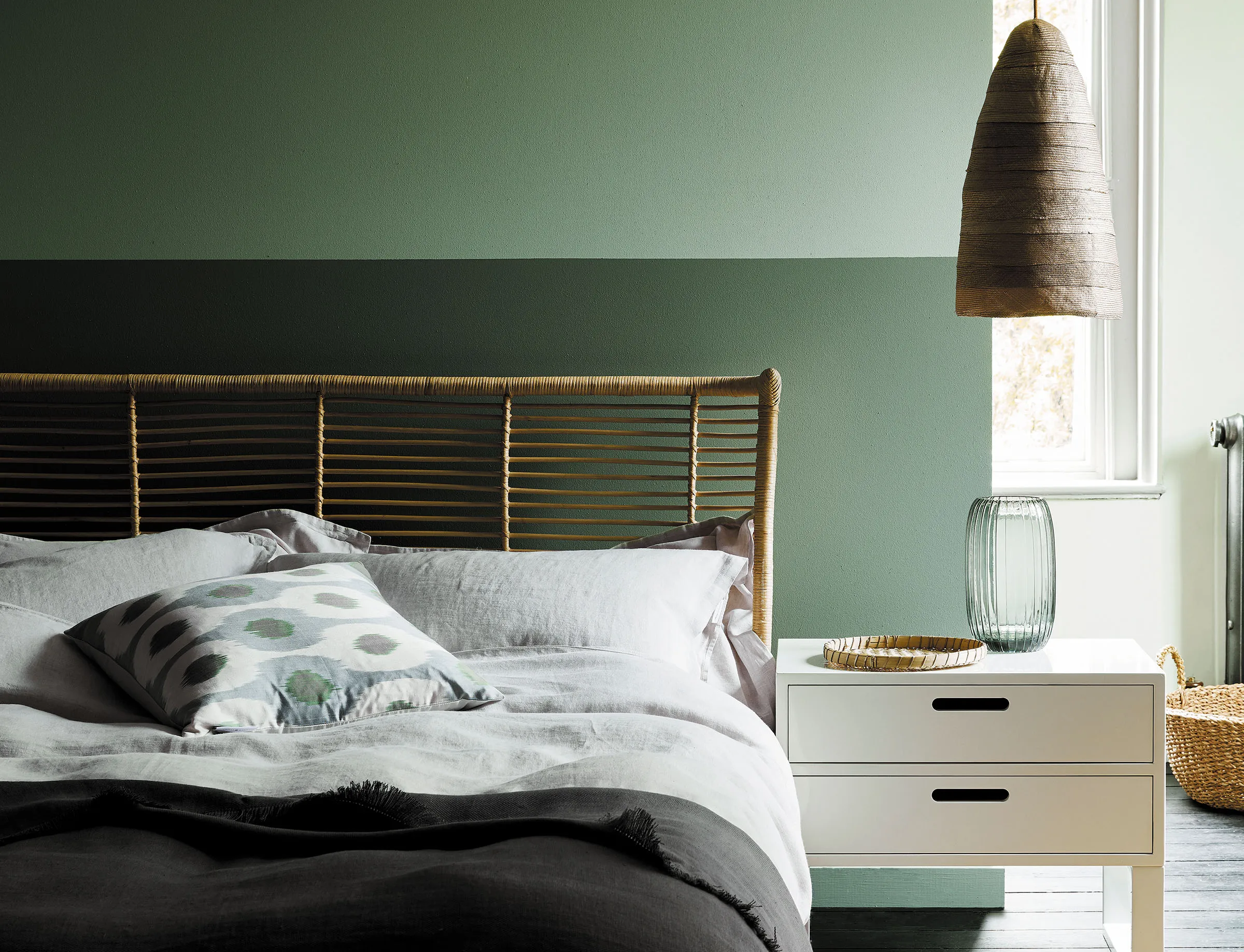 Deep Forest Green and Muted Sage Walls