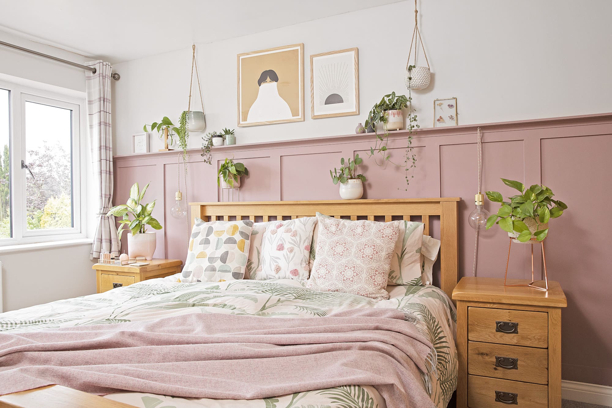 Pink Wainscoting and White Walls Create a Two-Tone Backdrop