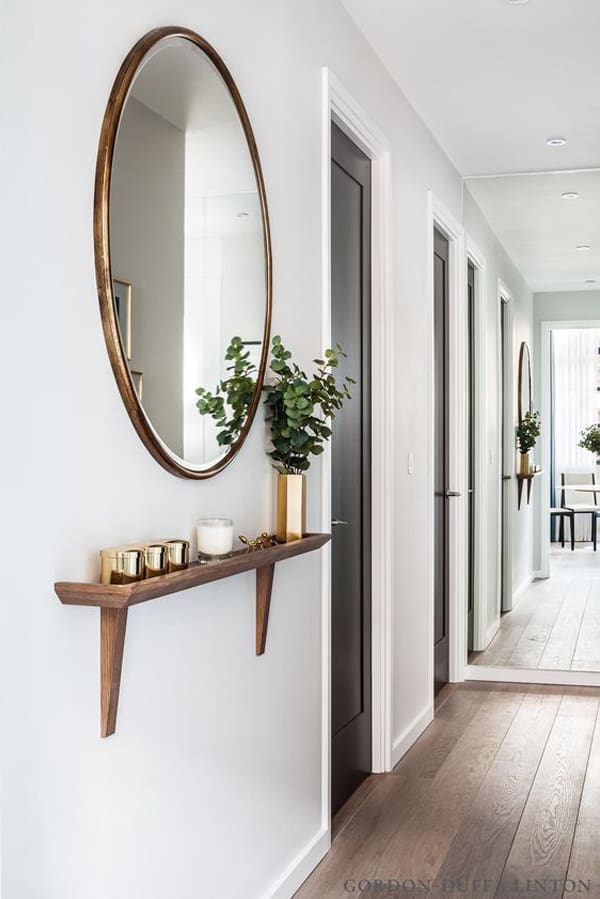 Narrow Walnut Shelf for Entryway Vignettes