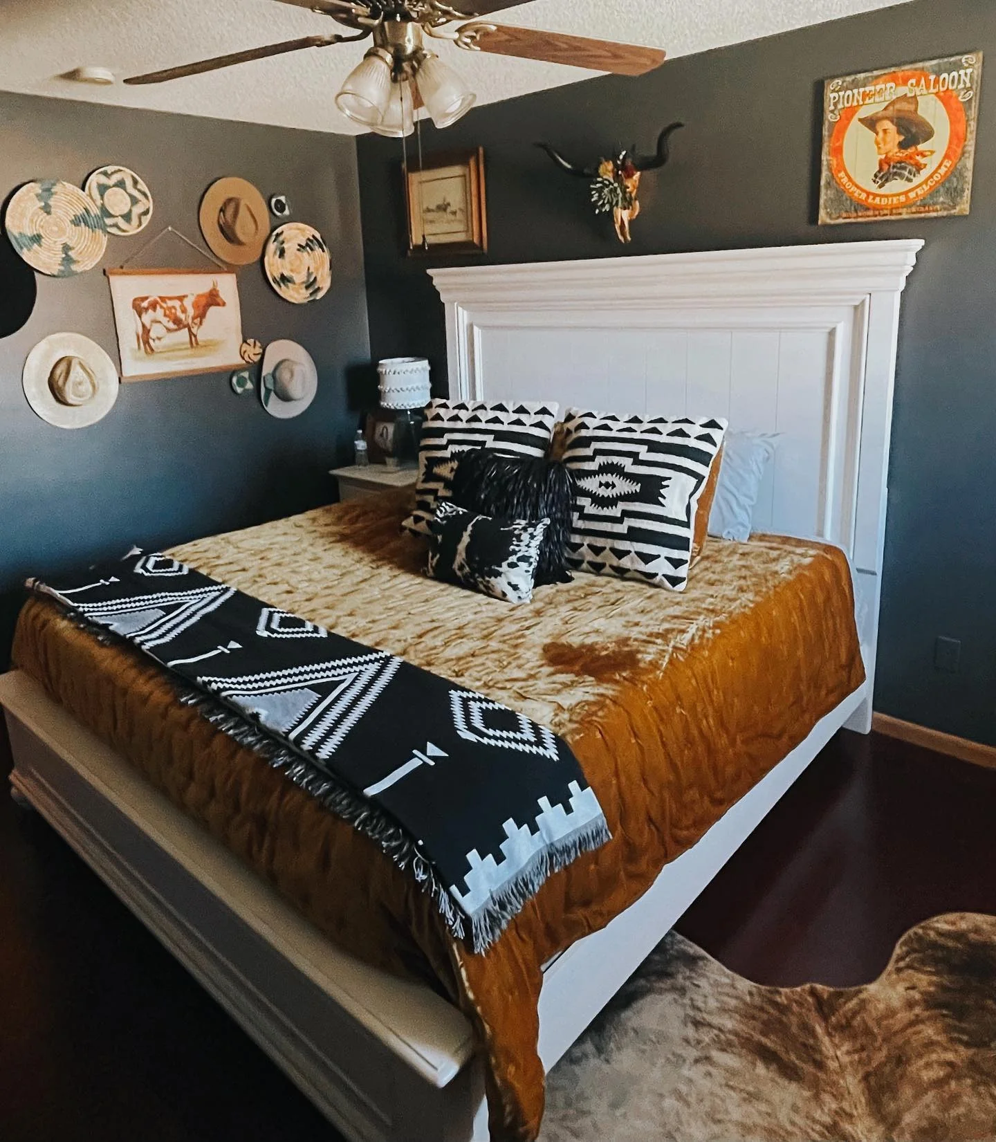 Layered Wall Baskets and Hats Create a Southwestern Gallery Wall