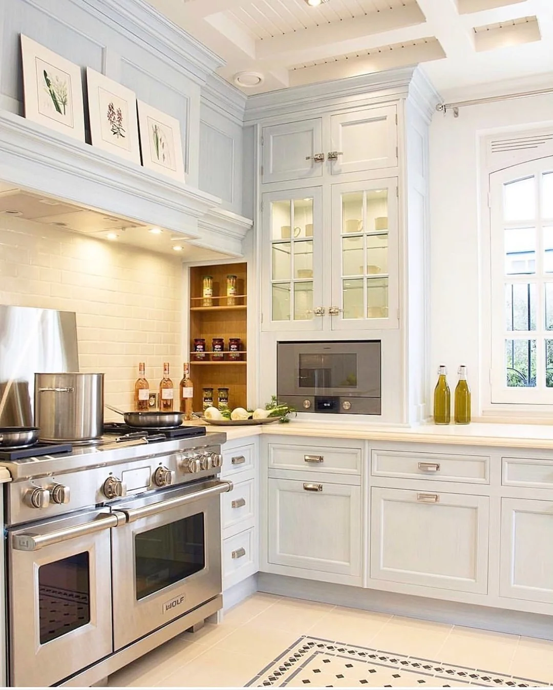 Botanical Prints Add Natural Art Above Cabinets