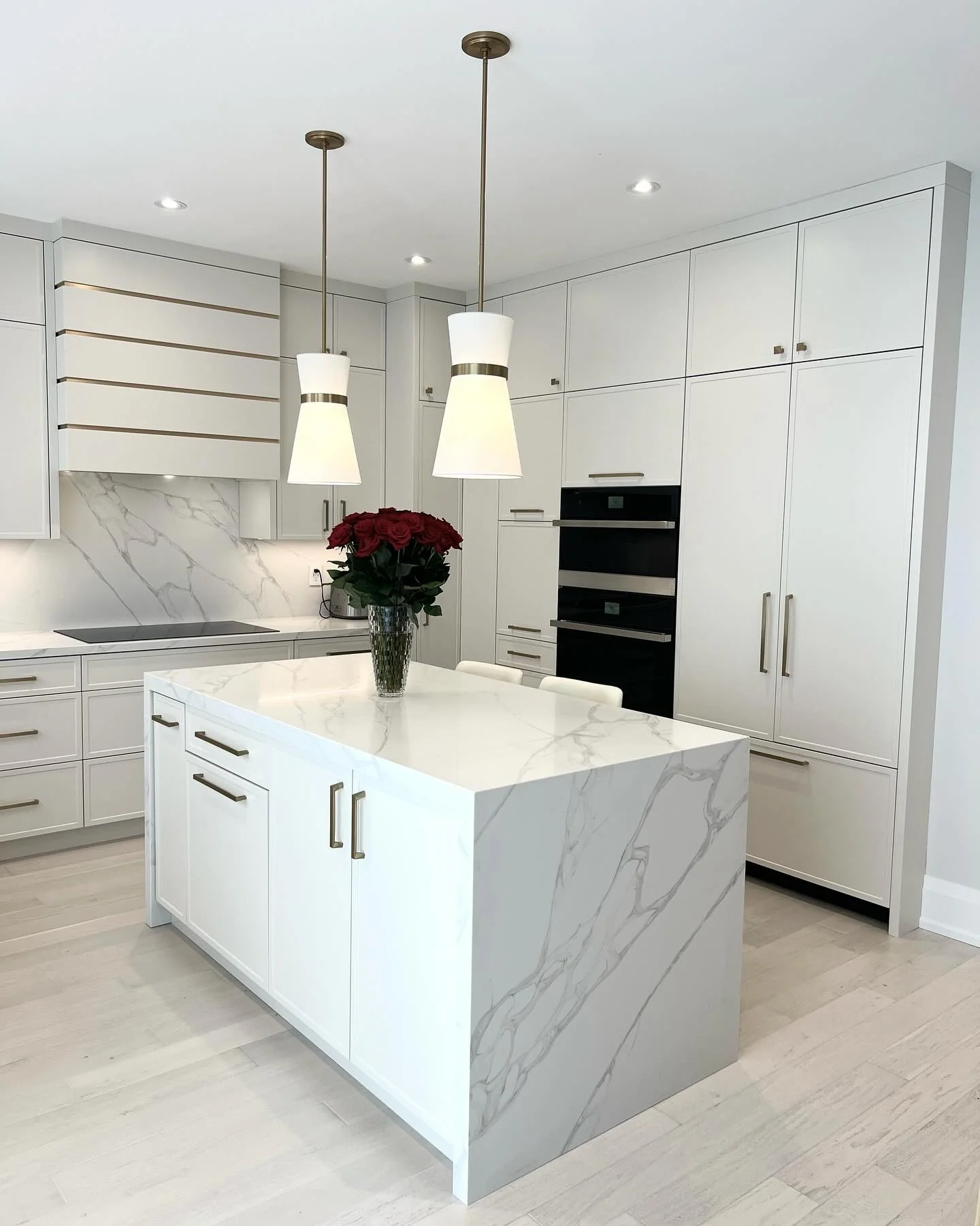 Brass Drawer Pulls Add Subtle Warmth to White Island