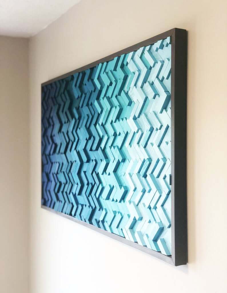 Textured Wood Art With Blue Gradient Effect