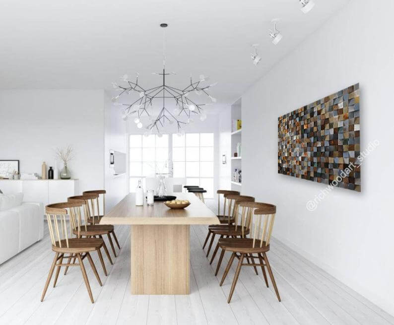 Mosaic Wood Art With Varied Tones Creates a Textured Focal Point