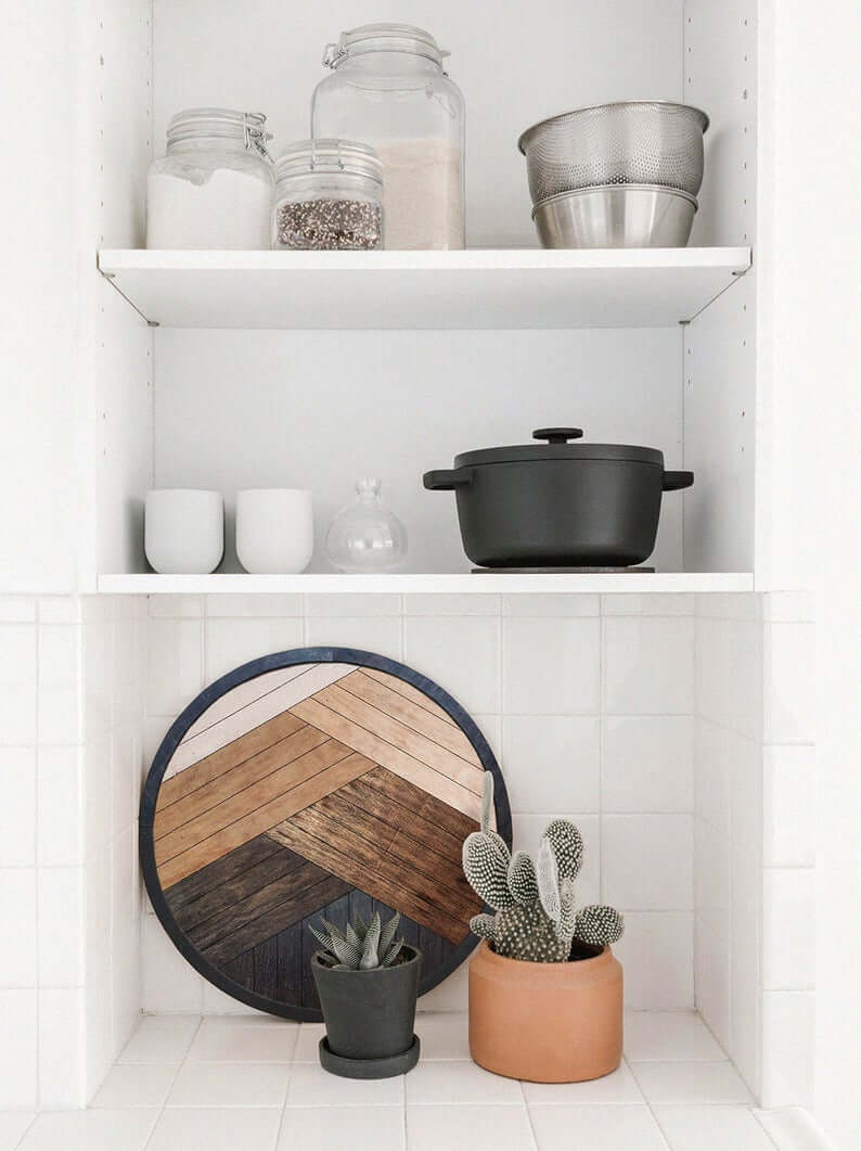 Round Wood Art With Gradient Tones Adds Warmth