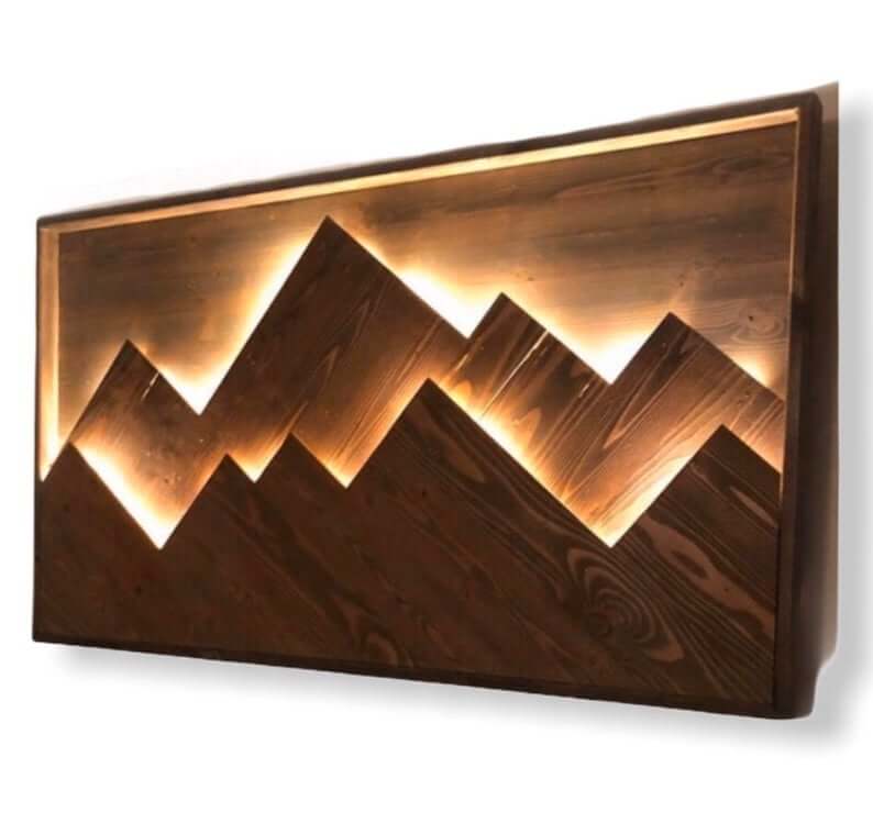 Backlit Wood Art Creates a Mountainous Glow