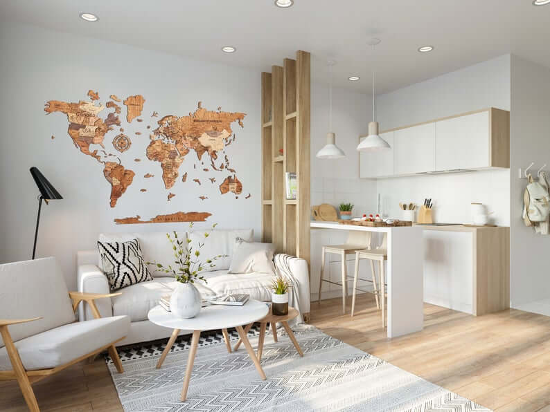 Wooden World Map Art Adds Global Charm