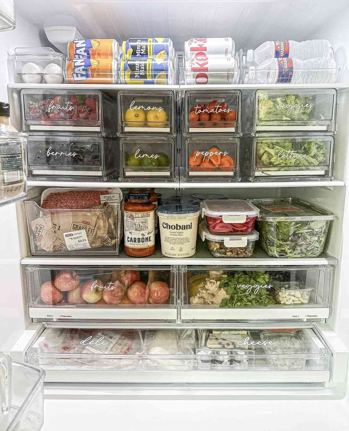 Clear Stackable Drawers for Organized Fridge Contents