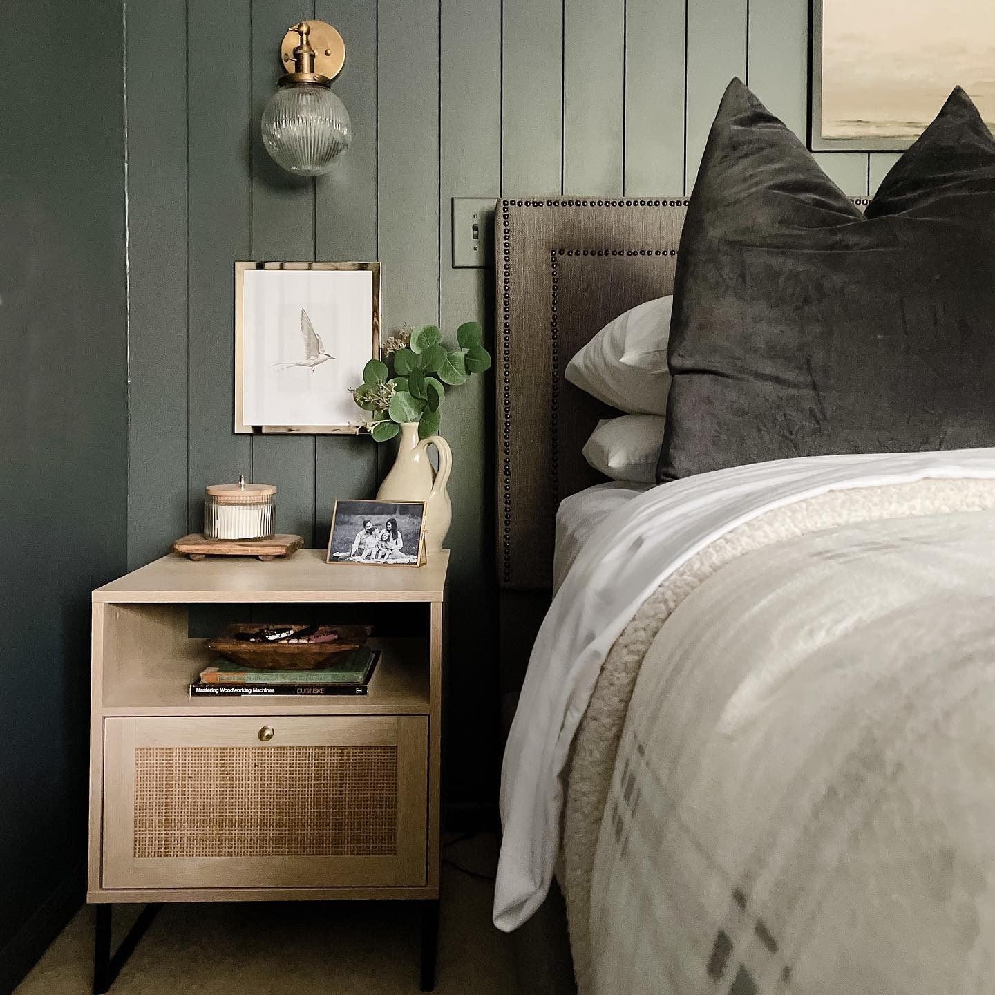 Cane-Front Nightstand Adds Warm Texture
