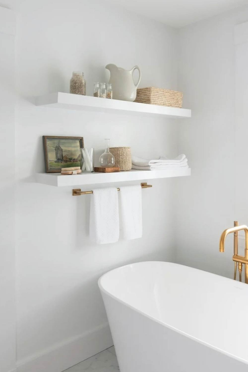 Floating Shelves Display Small Art and Woven Baskets