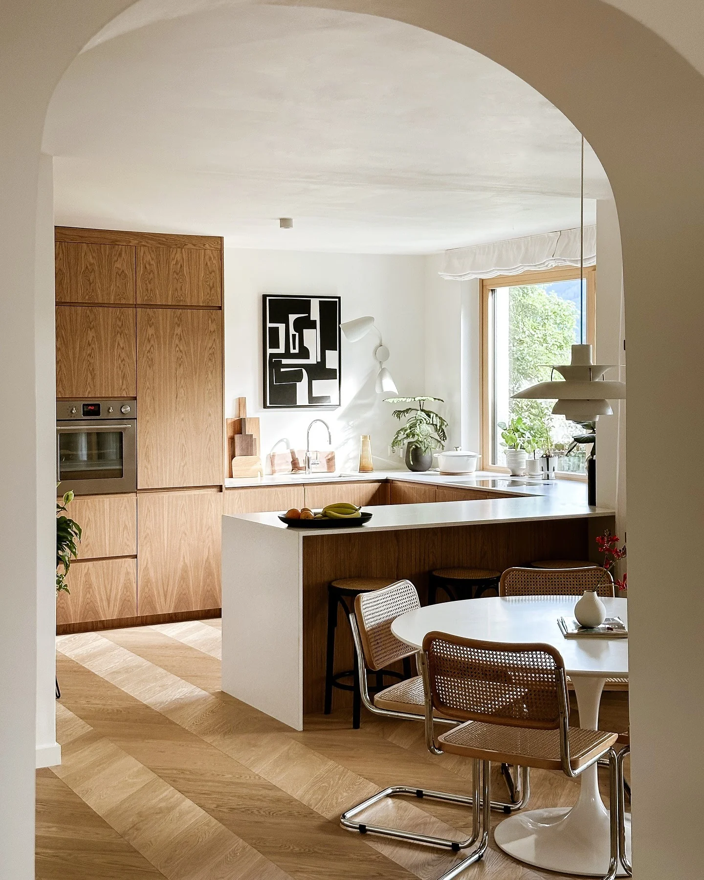 Abstract Art Anchors The Mid-Century Kitchen