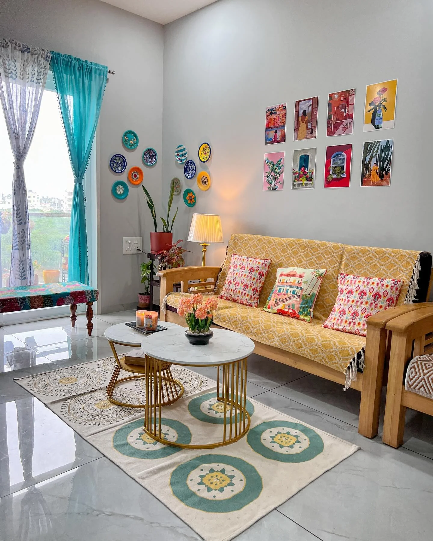 Gallery Wall of Colorful Prints Adds Personality