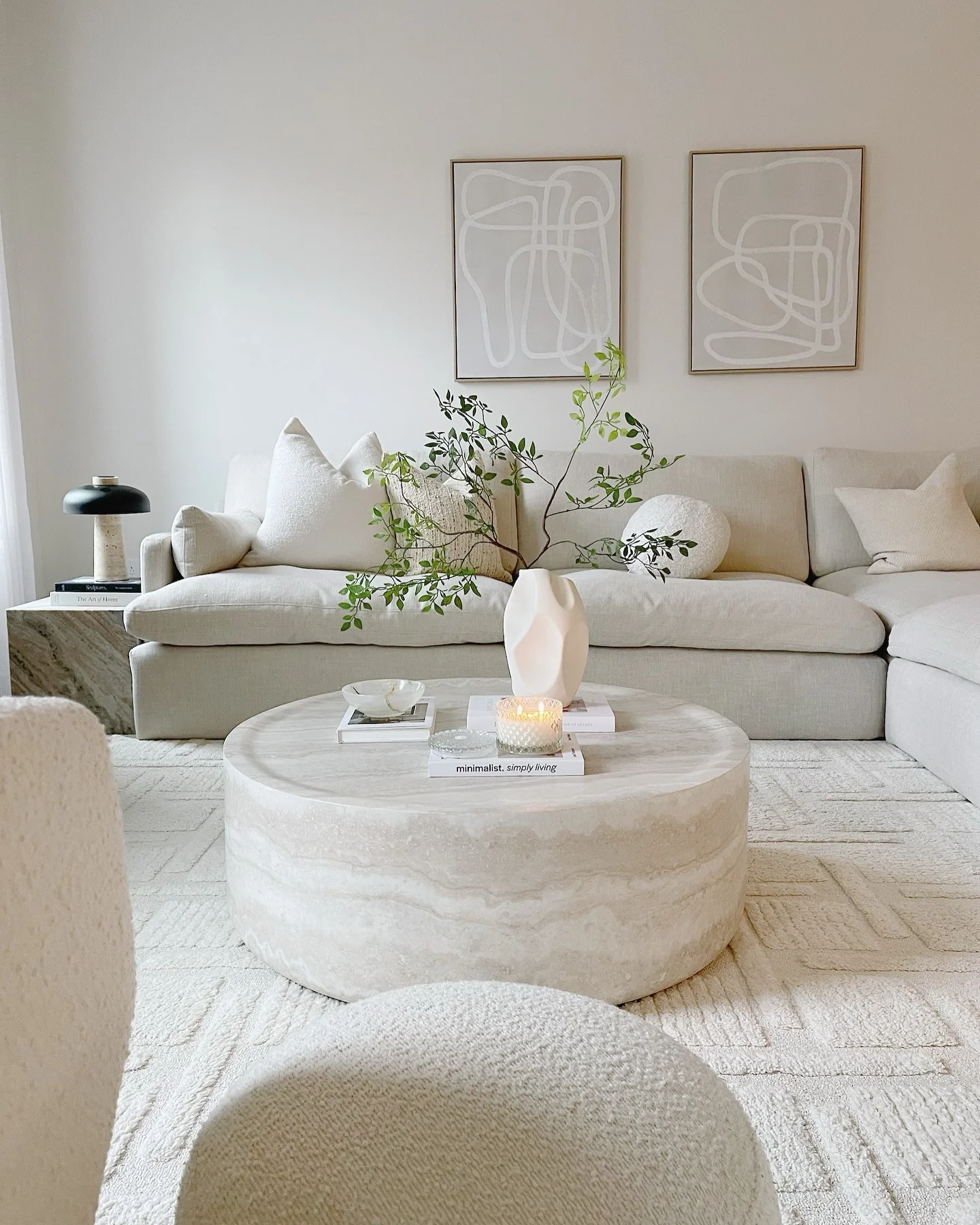 Layered Stone Coffee Table With Natural Bands