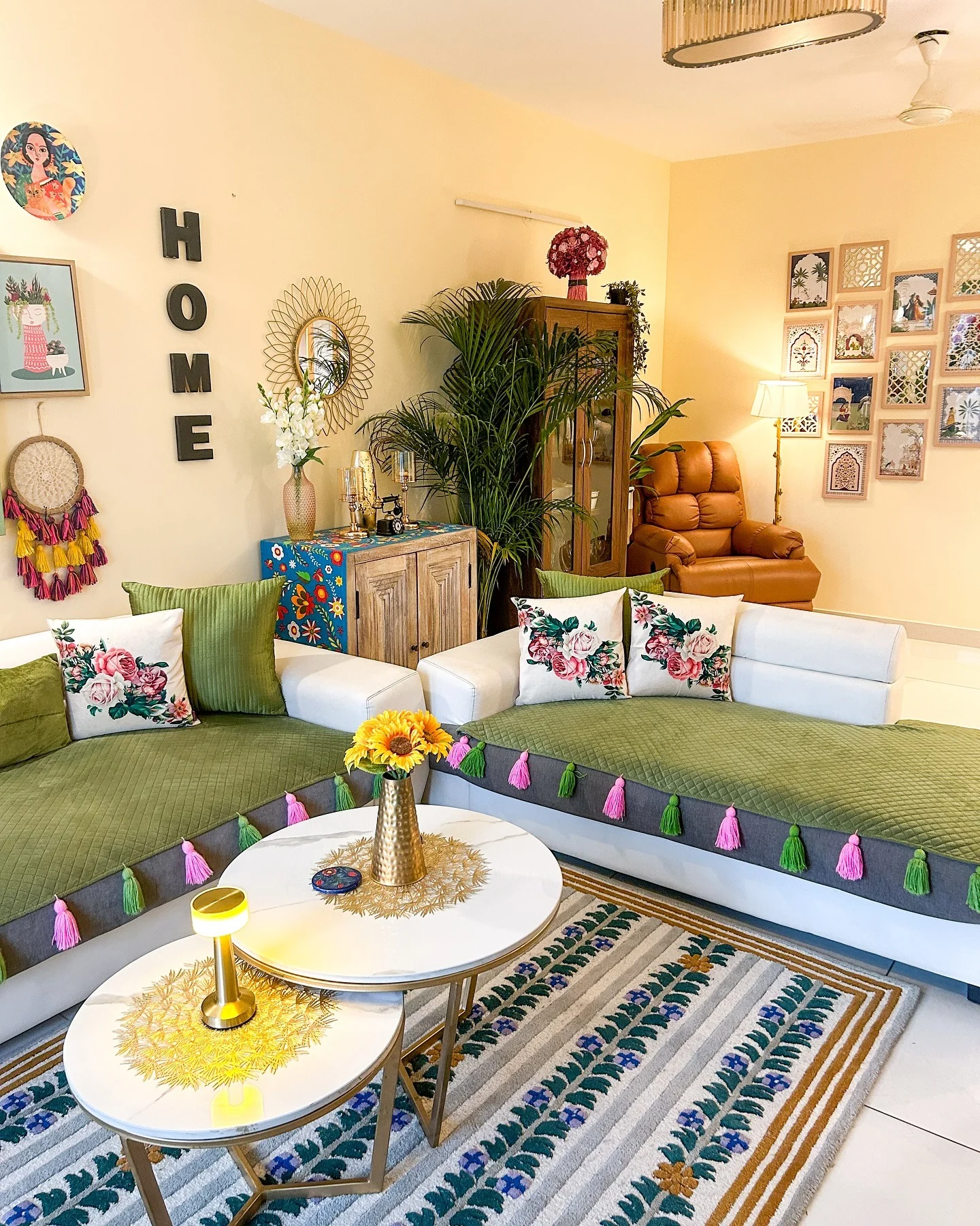 Quilted Sofa Covers With Tassels Add a Playful Touch
