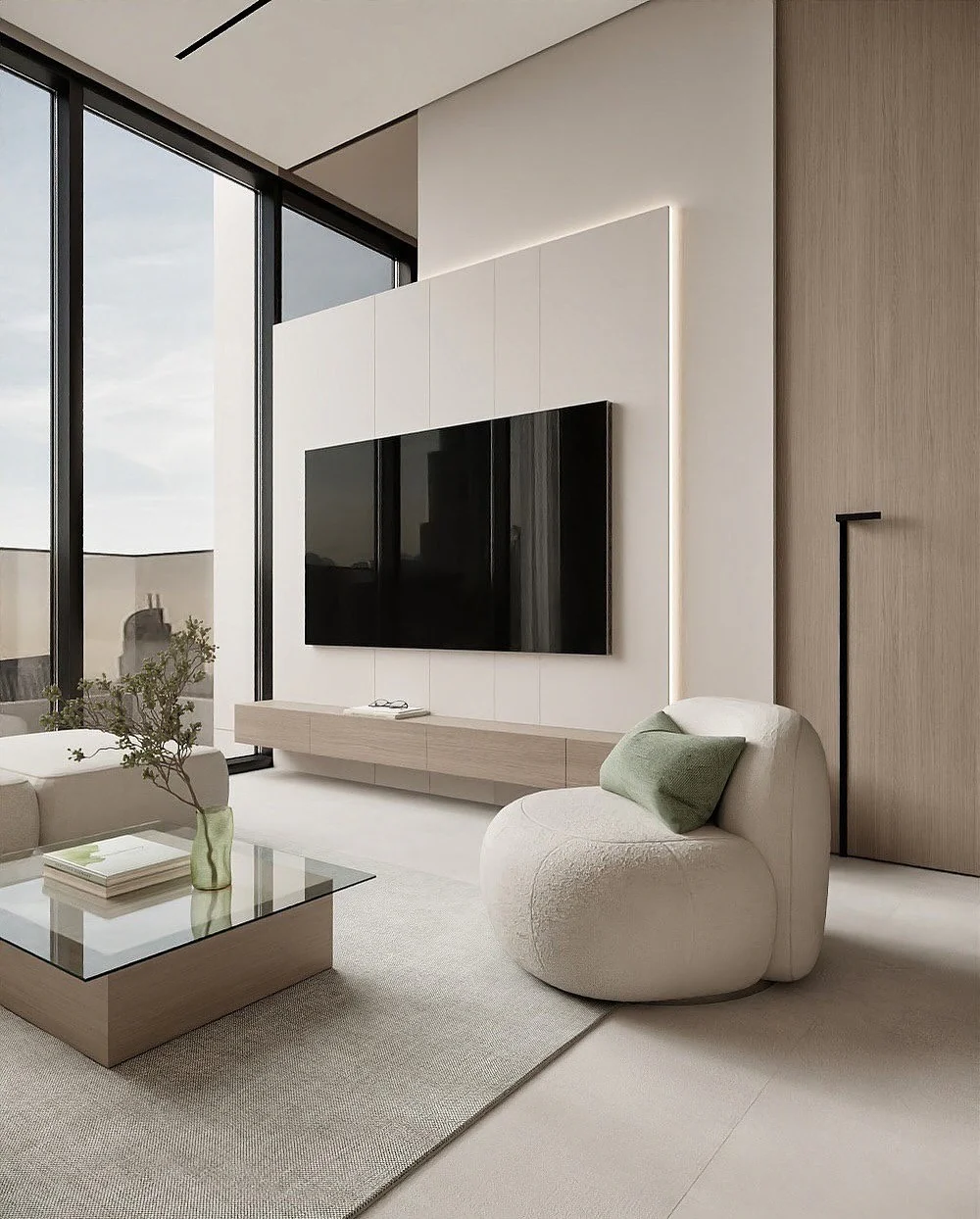 Floating Media Console With Integrated Lighting