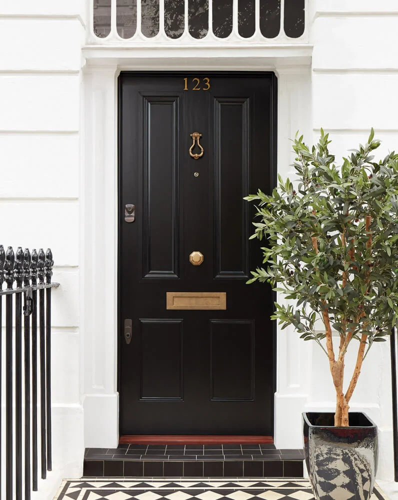 Gold House Numbers for Contrast on a Black Door