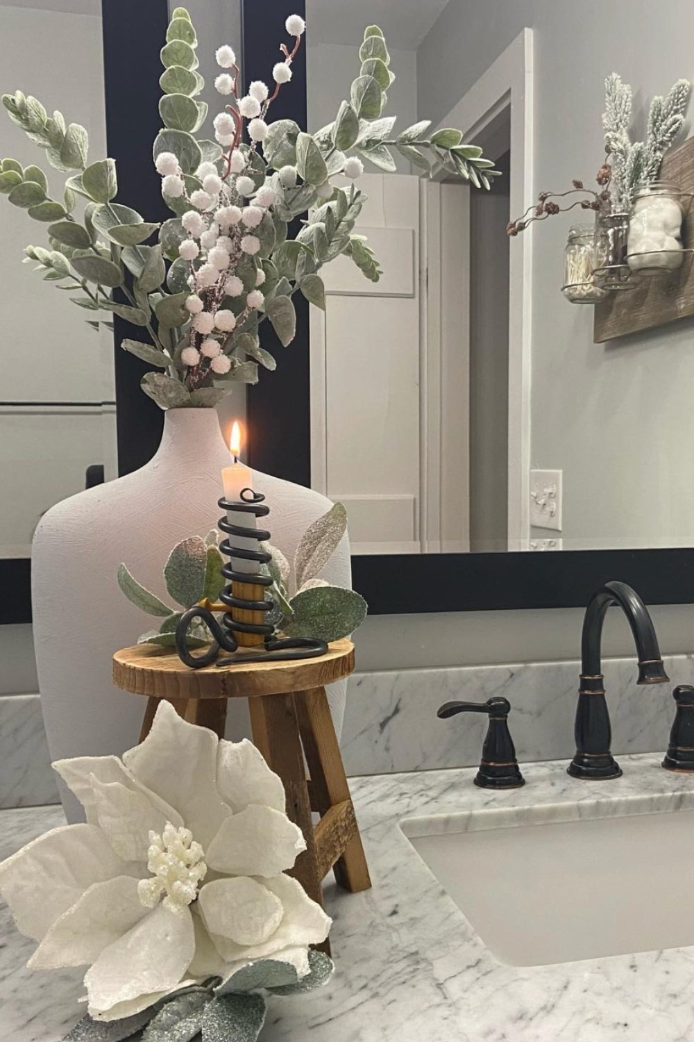 Wooden Pedestal Elevates Candle Display for Rustic Ambiance