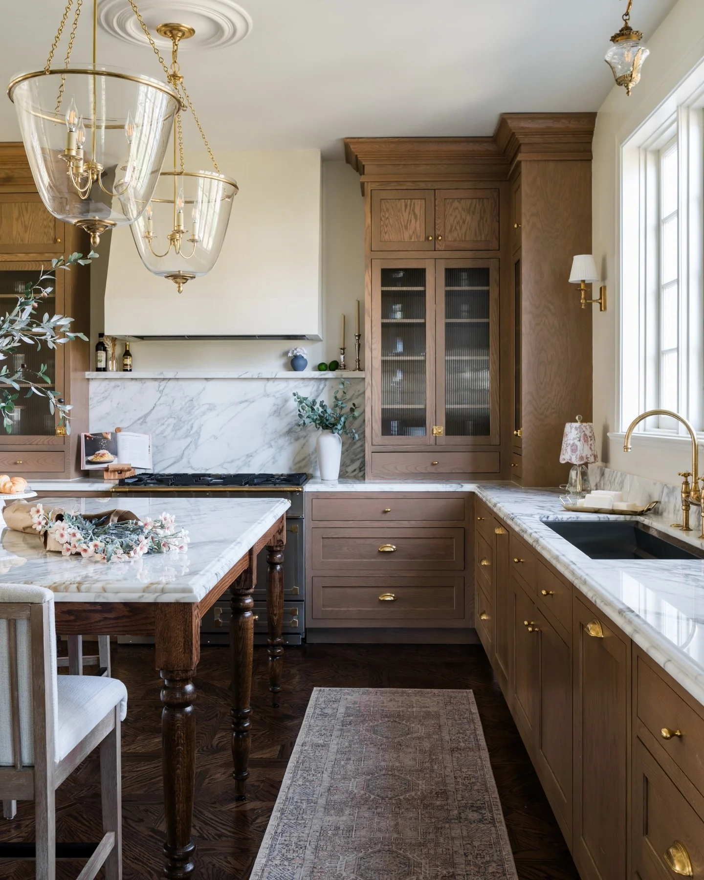 Fluted Glass Cabinet Doors Soften Wood Tones