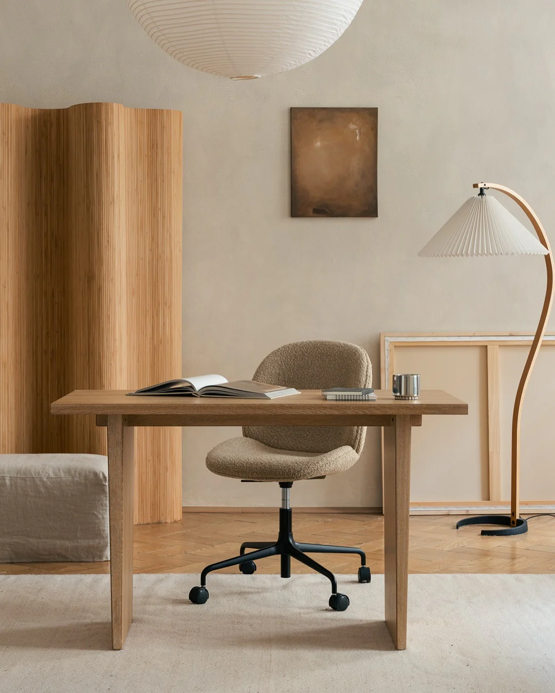 Incorporate a Wooden Room Divider for Soft Texture