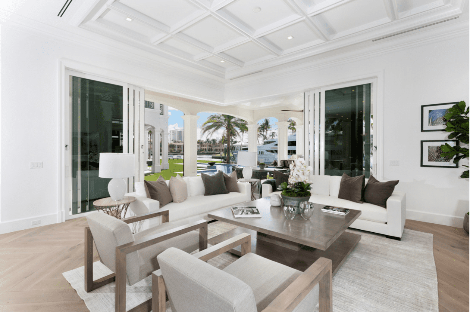 Layered Coffee Table Creates a Grounded Focal Point