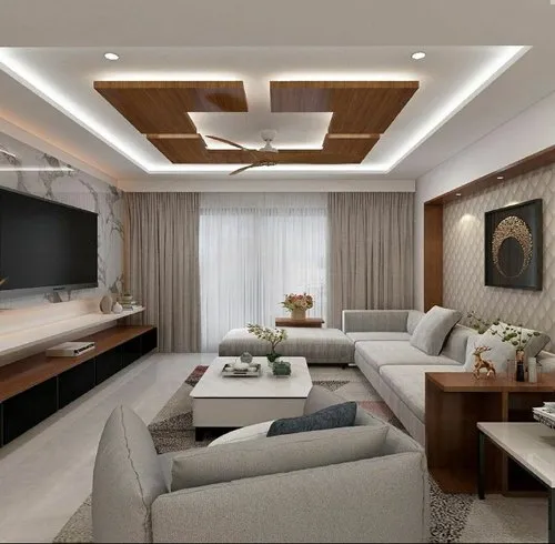 Geometric Wood Inlay Ceiling Adds Depth and Warmth