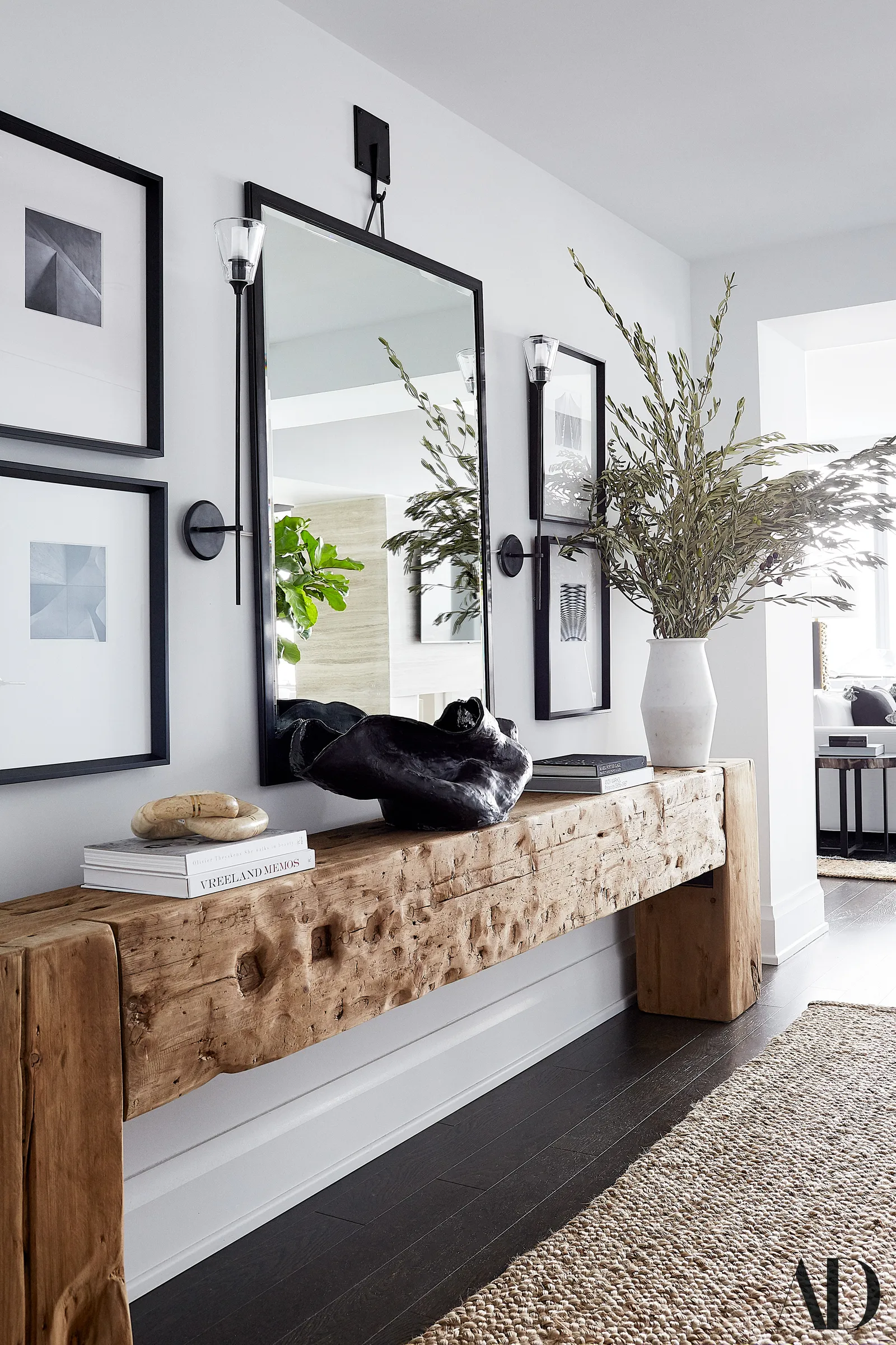 Rustic Wood Console Grounds Entryway With Natural Texture