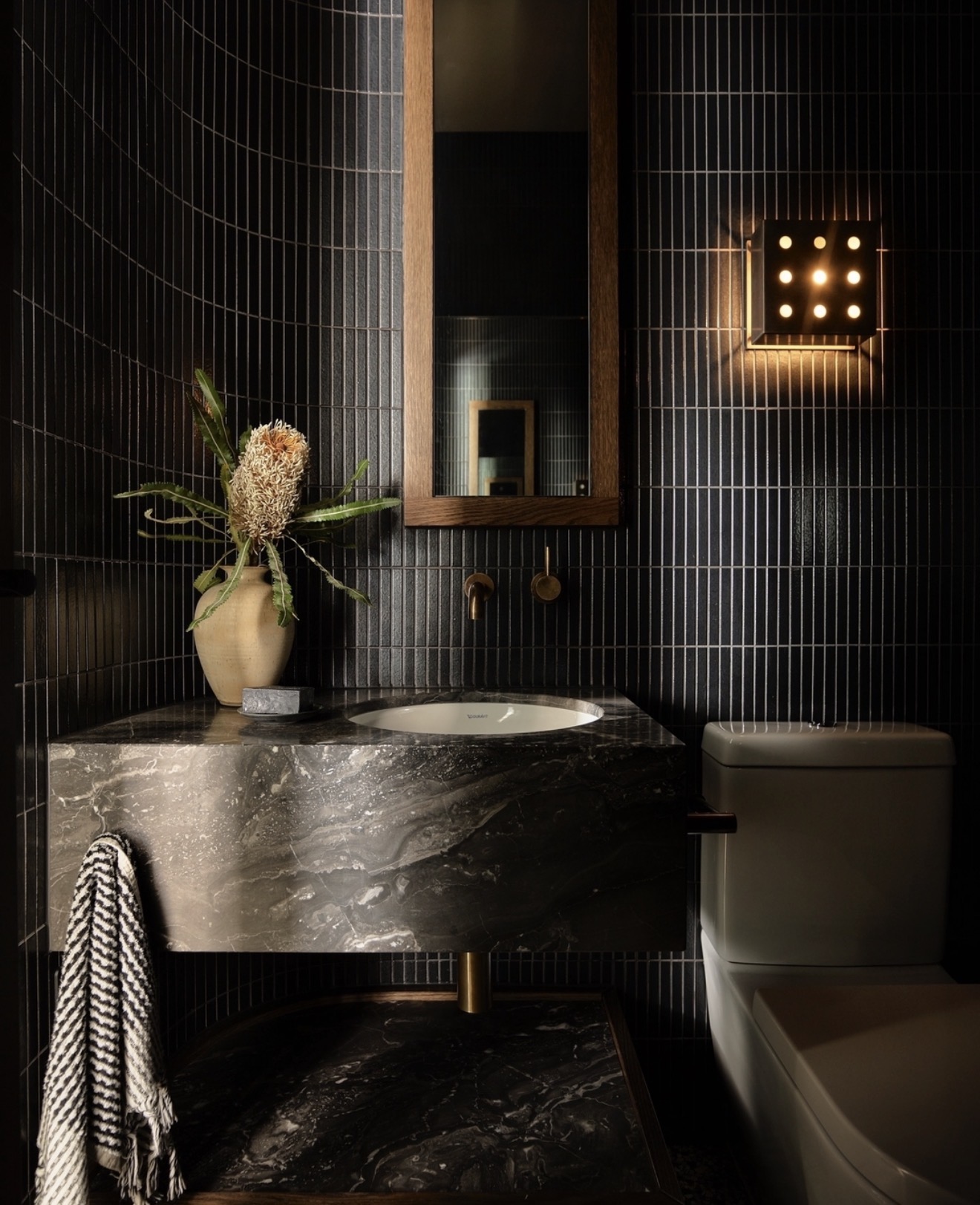 Dark Vertical Tile Walls Add Dramatic Texture