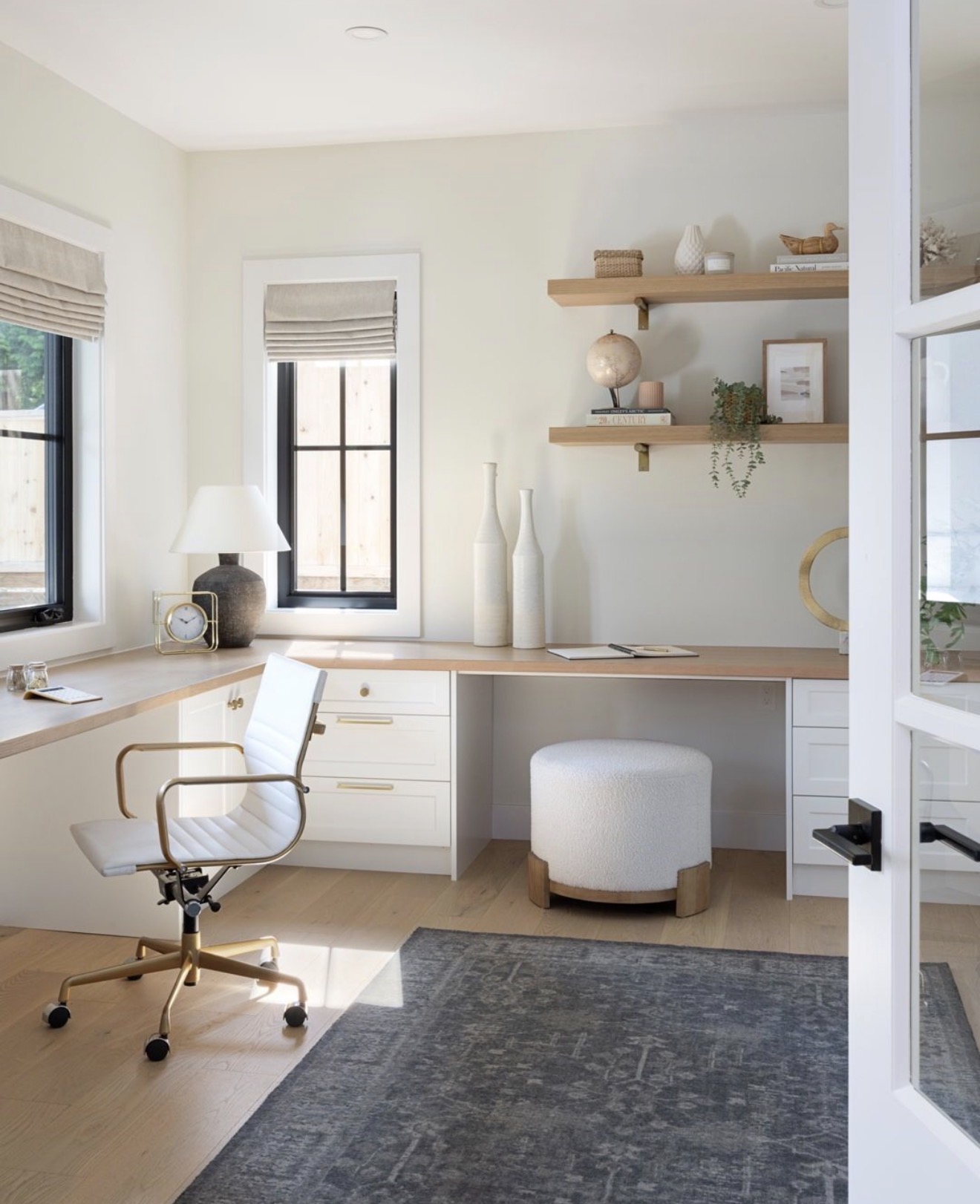 Textured Round Ottoman Adds Softness to the Workspace