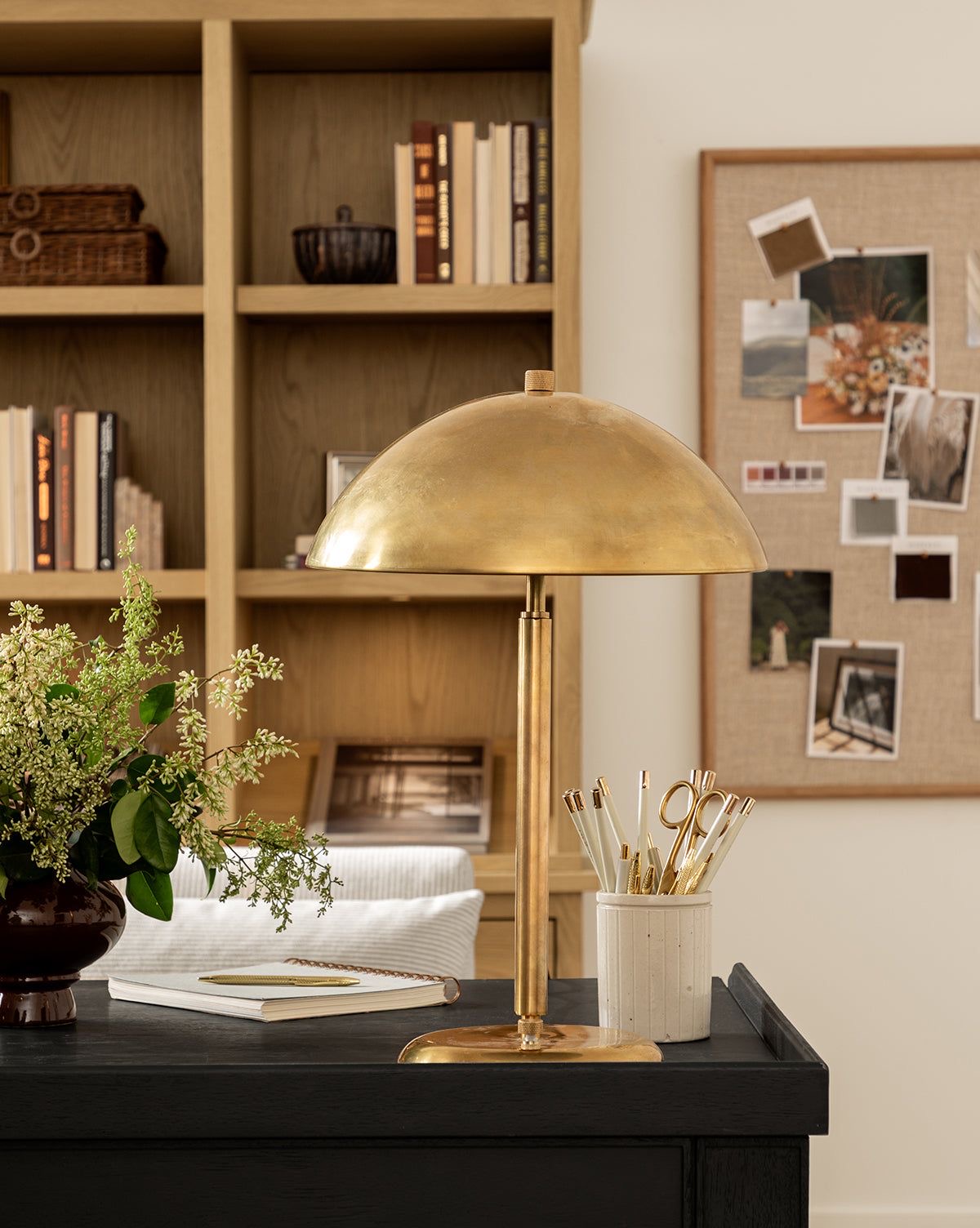 Brass Desk Lamp Casts a Warm Glow