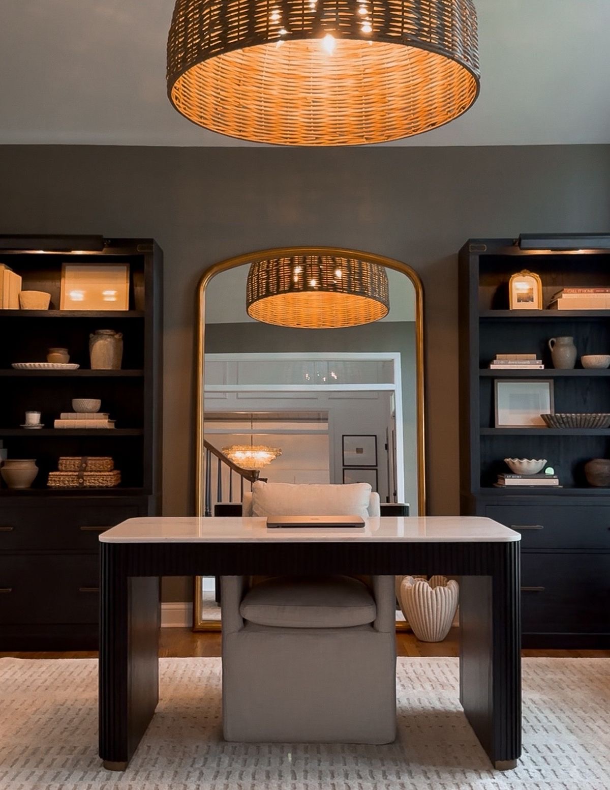 Large Gold Mirror Reflects Light and Expands Space
