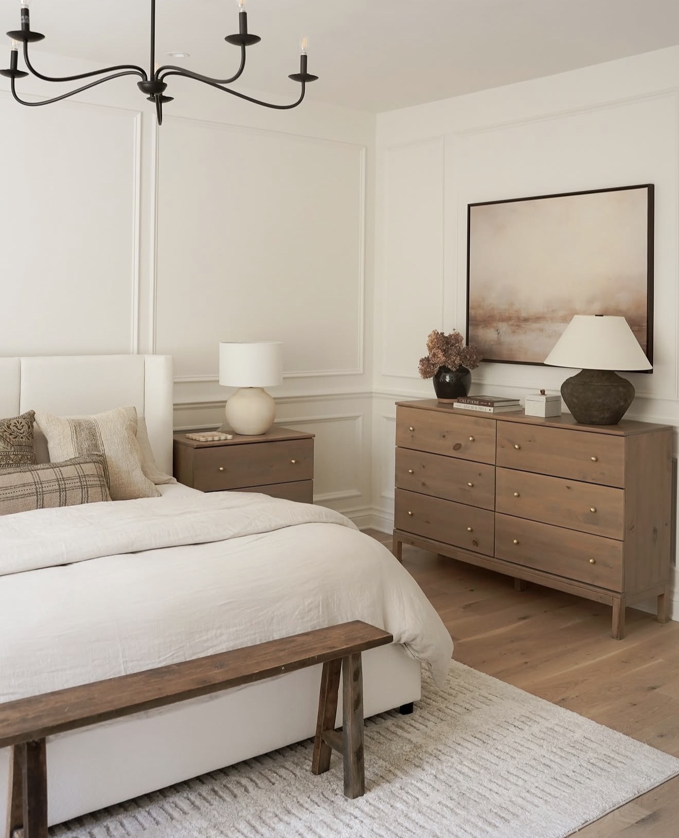 Warm Wood Dresser with Dual-Style Lamps