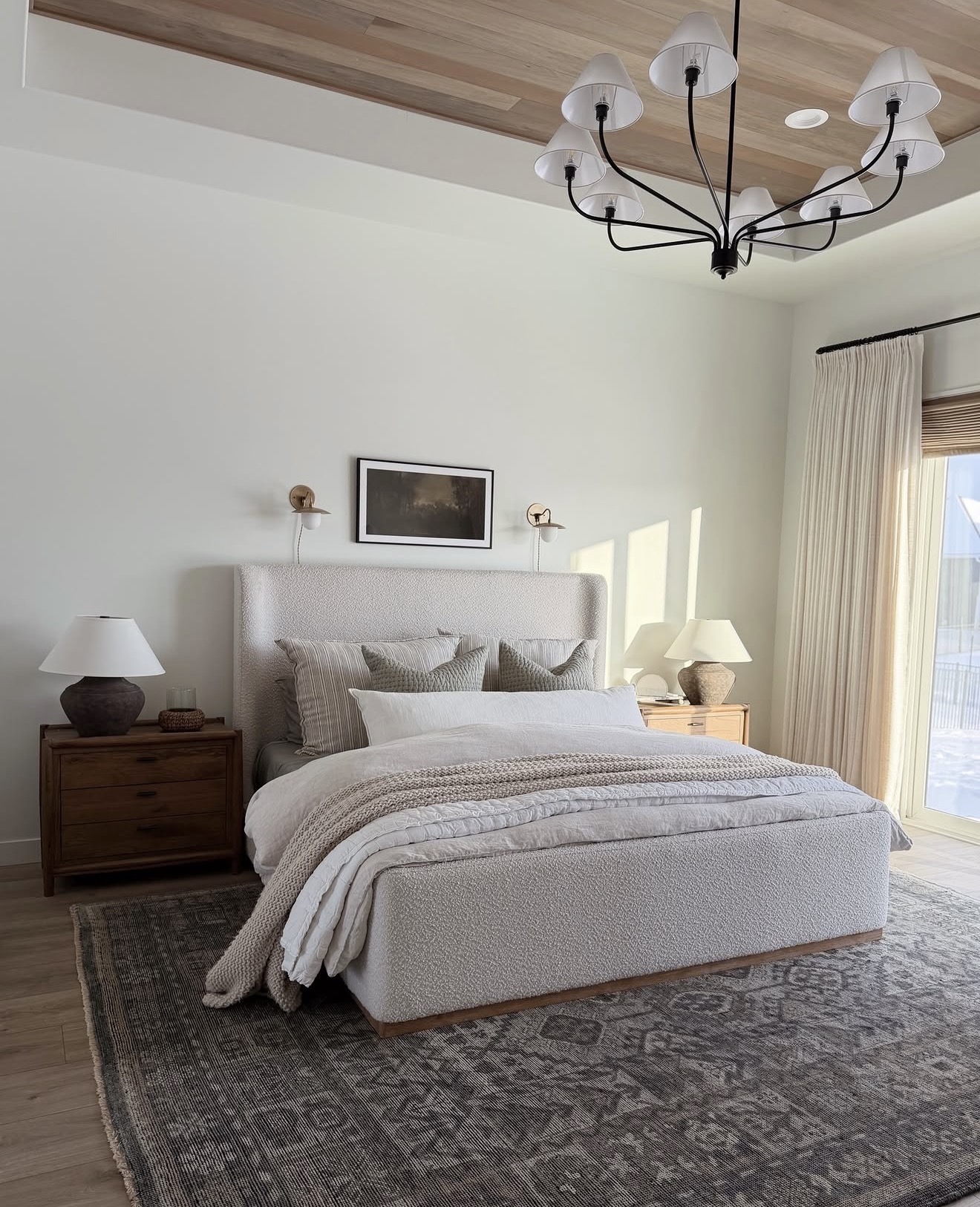Boucle Bed Frame Softens Clean Lines