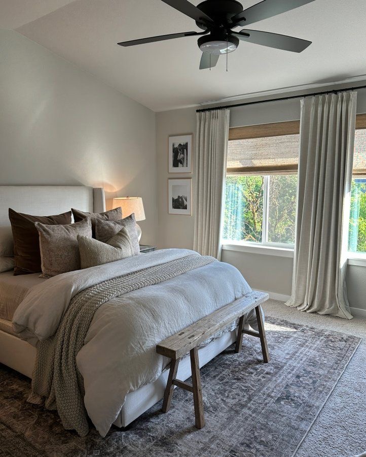 Weathered Wooden Bench Adds Rustic Charm To Bedside