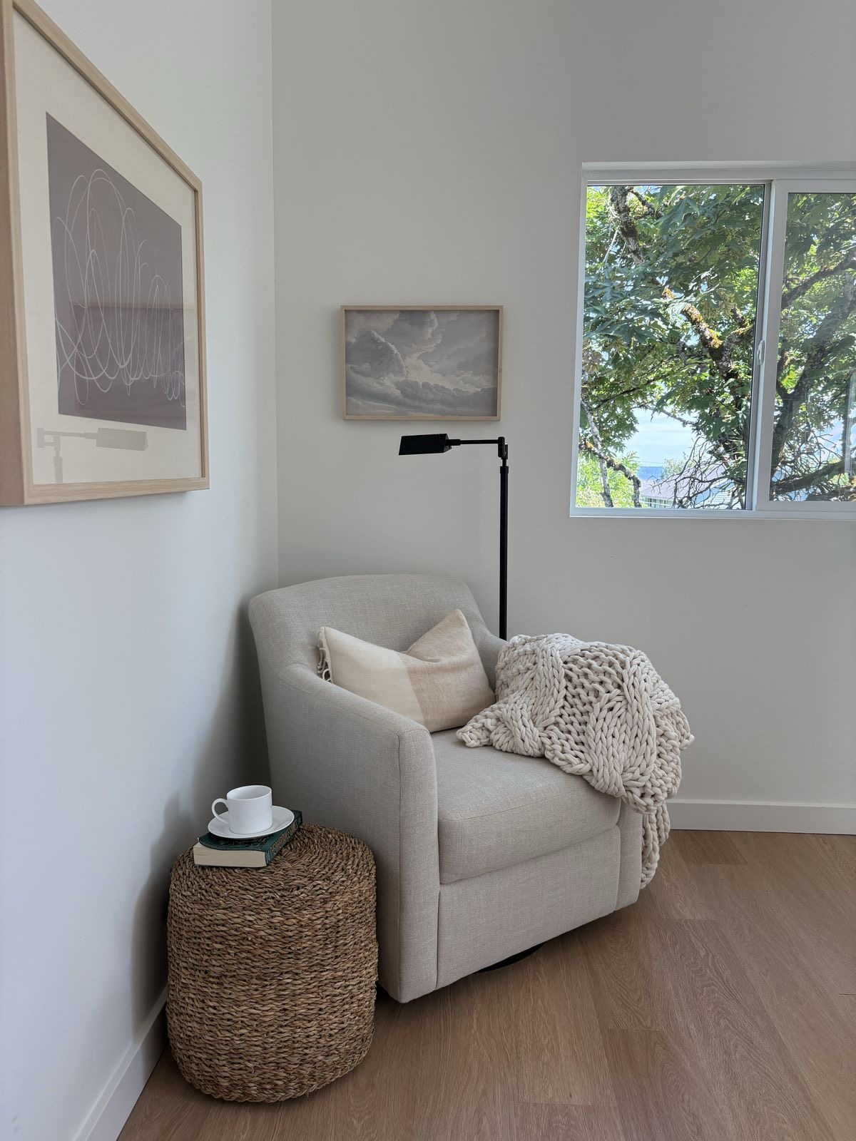 Woven Pouf Side Table For A Cozy Reading Nook