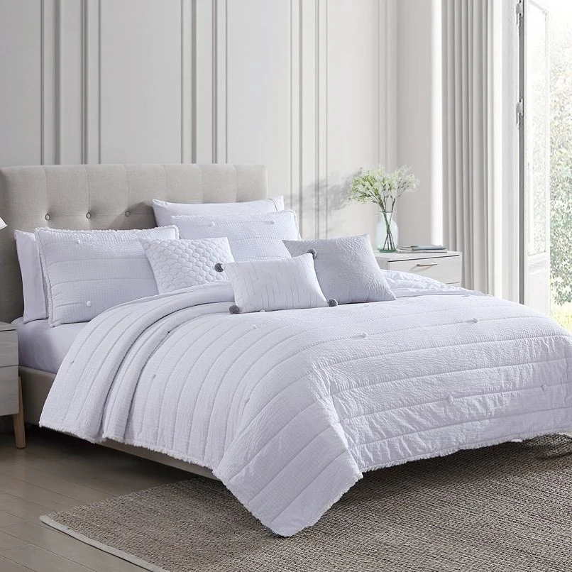 Layer Textured White Bedding for Depth