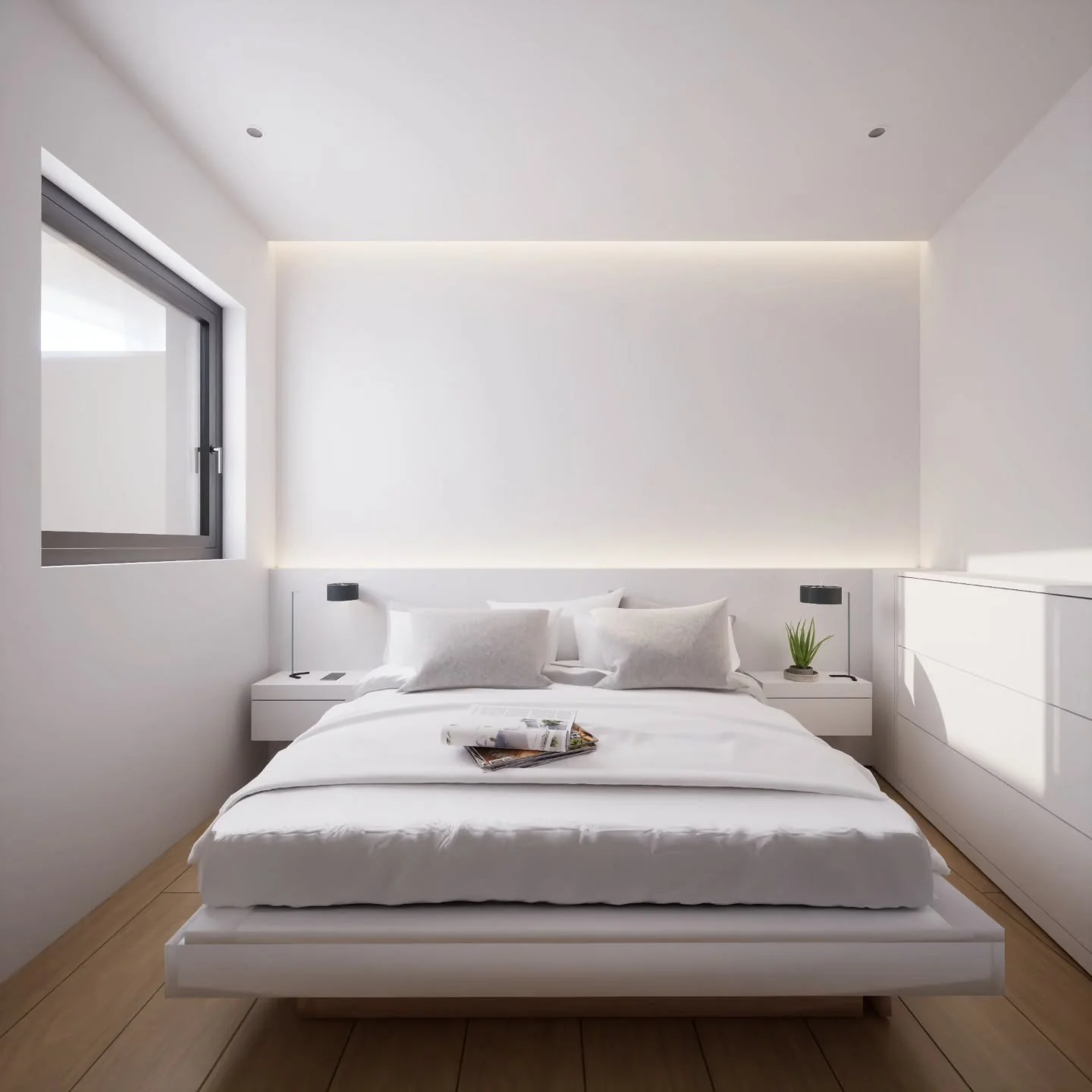 Recessed Lighting Adds Soft Ambiance Above the Bed