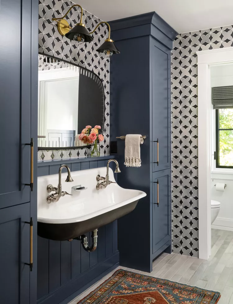 Geometric Tile Adds a Modern Pattern Above the Sink