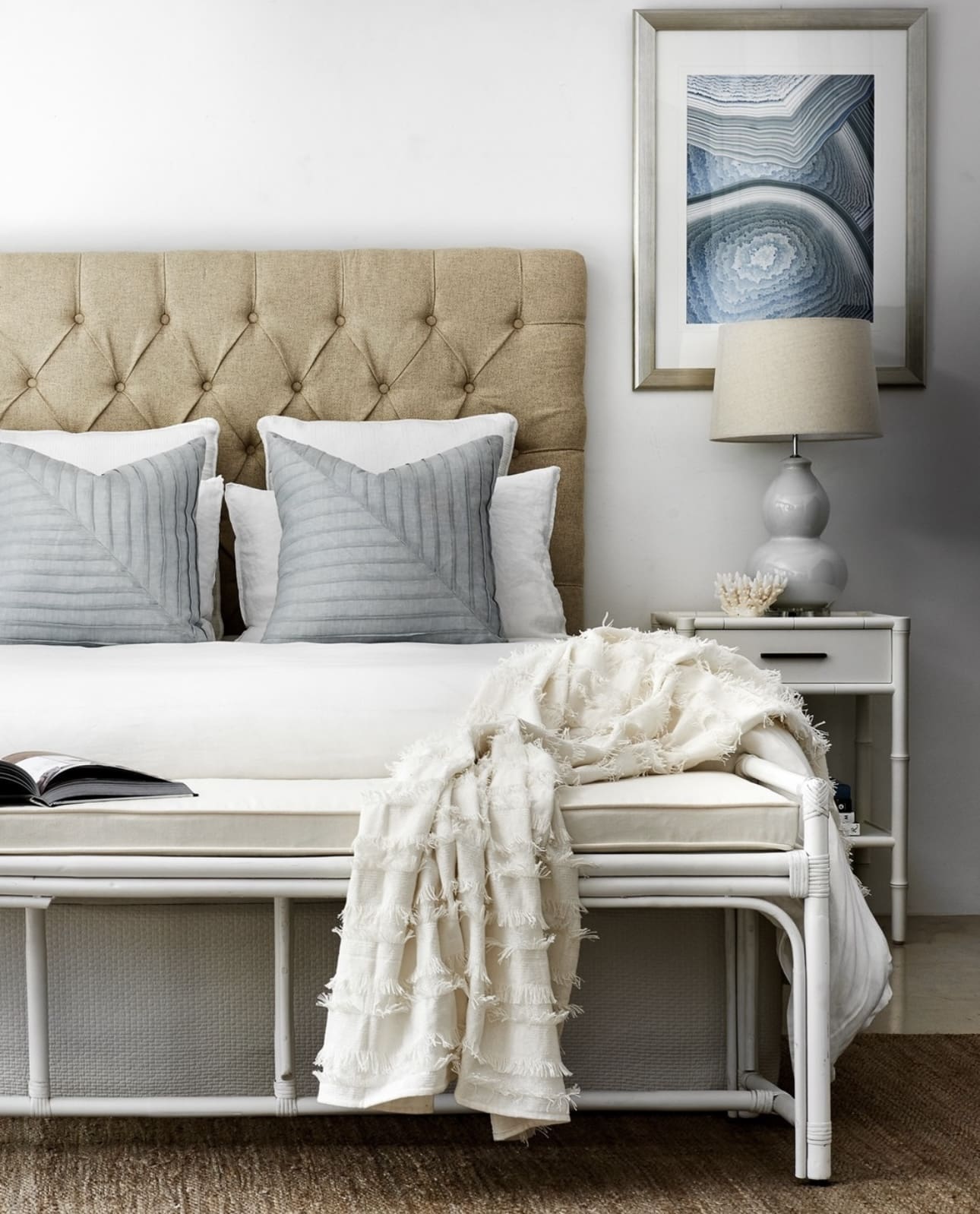 Tufted Upholstered Headboard Adds Soft Texture