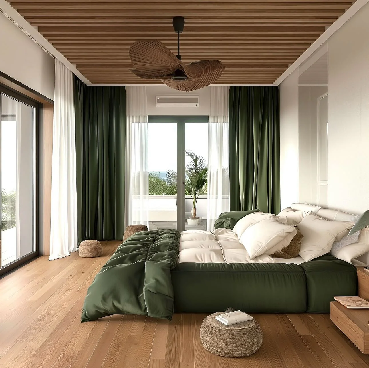 Sculptural Wood Fan Ceiling Light