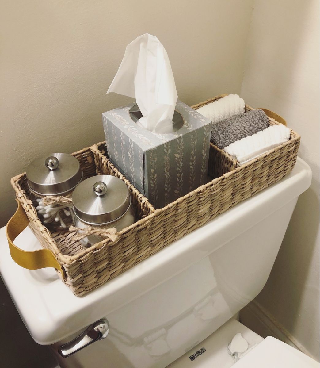 Tidy Your Toilet Tank with a Woven Basket