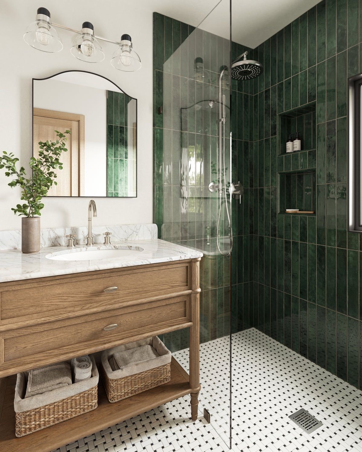 Design a Jewel-Box Shower with Emerald Tiles